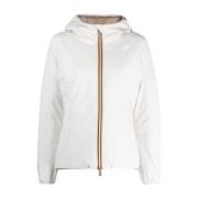 Dames gewatteerde jas met capuchon K-Way , White , Dames