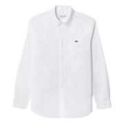 Slim Fit Stretch Katoenen Wit Overhemd Lacoste , White , Heren