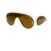 Stijlvolle zonnebril met gouden spiegelglazen Loewe , White , Unisex