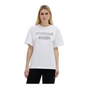 Katoenen Logo T-Shirt Moschino , White , Dames