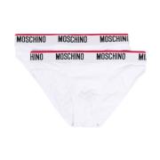 Witte Stretch Katoenen Logo Tailleband Slipjes Moschino , White , Here...