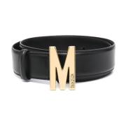 Elegante Leren Riem met Iconische M-Logo Gesp Moschino , Black , Dames