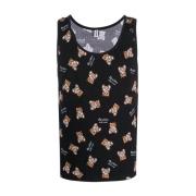 Teddy-Bear Bedrukte Mouwloze Top Moschino , Black , Heren