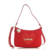 Heart Logo Hobo Schoudertas Moschino , Red , Dames