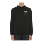 Zwart Wol Crewneck Sweatshirt met Iconisch Logo Moschino , Black , Her...