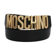 Gouden Metalen Logo Riem Moschino , Yellow , Heren