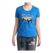 Blauw Katoen Kom Spelen 4 Ons Print T-shirt Moschino , Blue , Dames