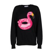 Flamingo Jacquard Trui Moschino , Black , Dames