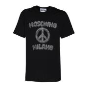 Zwart Carved Stones T-Shirt Moschino , Black , Heren