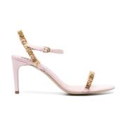 Roze Logo-Lettering Leren Sandalen Moschino , Pink , Dames