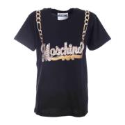 Stijlvolle Zwarte Ketting T-Shirt Moschino , Black , Dames