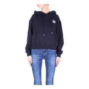 Logo Front Hoodies Moschino , Black , Dames