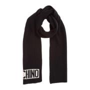 Wollen Sjaal met Logo Borduursels Moschino , Black , Dames