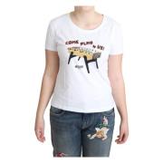 Witte Katoenen Come Play 4 Us Print Tops Moschino , White , Dames