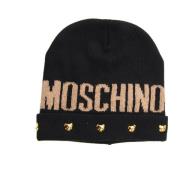 Logo Hoed met Opgestikte Manchetten en Contrastdetails Moschino , Blac...