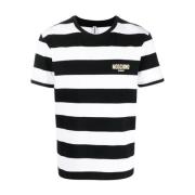 Gestreept Katoenen T-Shirt voor Heren Moschino , Black , Heren