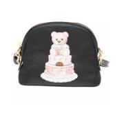 Teddy Bear Cake Print Clutch Tas Moschino , Black , Dames