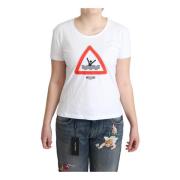 Authentieke Triangle Swim Graphic Print Tee Moschino , White , Dames