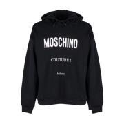 Klassieke Label Hoodie in Zwart Moschino , Black , Heren