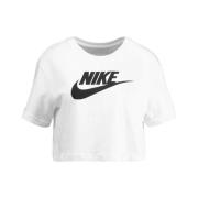 Essentiële Witte Katoenen T-Shirt Nike , White , Dames