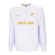 Air Brushed-Back Crew Sweatshirt Nike , White , Heren