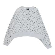 Allover Print Crewneck Sweatshirt Nike , Gray , Dames