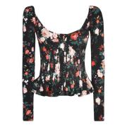 Bloemenprint Korsetblouse Paco Rabanne , Black , Dames