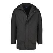 Zwarte Winterjas met Rits en Knoop Pierre Cardin , Black , Heren