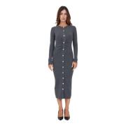 Elegante Grijze Geribbelde Jurk Pinko , Gray , Dames