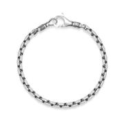 Men`s Sterling Silver 4mm Round Link Chain Bracelet Nialaya , Gray , H...