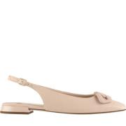 Stijlvolle Leren Ballerina`s Högl , Beige , Dames