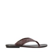 Bruine Leren Flip Flops voor Mannen Tagliatore , Brown , Heren