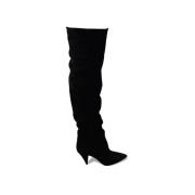 Verhoog je stijl met zwarte suède over-de-knie laarzen Saint Laurent ,...