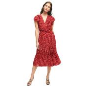 Chiffon Klaproos Print Jurk Brooks Brothers , Red , Dames