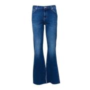 Flared Denim Jeans met Lage Taille en Kwast Roy Roger's , Blue , Dames
