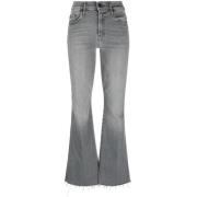 Grijze Stretch Katoenen Jeans met Rechte Pijpen Mother , Gray , Dames