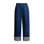 Blauwe Denim Jeans met Logo Detail JW Anderson , Blue , Heren