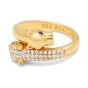 Gouden Twisted Panther Ring met CZ Diamanten Nialaya , Yellow , Dames