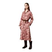 Bloemenprint Zijden Chemisier Jurk Massimo Alba , Red , Dames