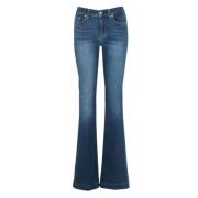 Flared Jeans met Hoge Taille - 92% Katoen, 6% Elastomultiester, 2% Ela...