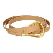 Vintage Leren Riem met Gouden Gesp Bottega Veneta Vintage , Beige , Da...