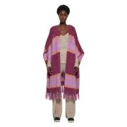 Mila alpaca wollen poncho Antik Batik , Pink , Dames