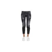 Trendy Jennifer Cropped Jeans Dsquared2 , Black , Dames