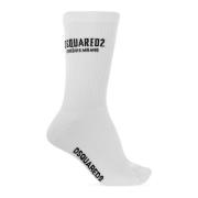 Katoenen sokken met logo Dsquared2 , White , Heren