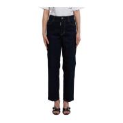 Blauwe Crop Jeans met Hoge Taille Dsquared2 , Blue , Dames