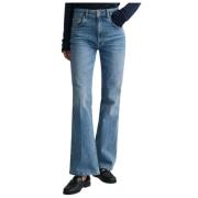 Hoge Taille Flare Jeans Gant , Blue , Dames