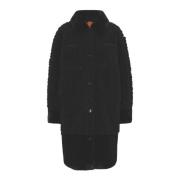 Ruimvallende pluche jas in het zwart Hugo Boss , Black , Dames