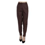 Bruine Tapered Broek met Logo Details Just Cavalli , Brown , Dames