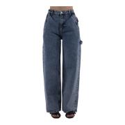 Stijlvolle Wide Jeans voor Vrouwen Moschino , Blue , Dames