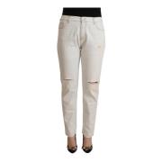 Witte Distressed Skinny Denim Jeans Pinko , White , Dames
